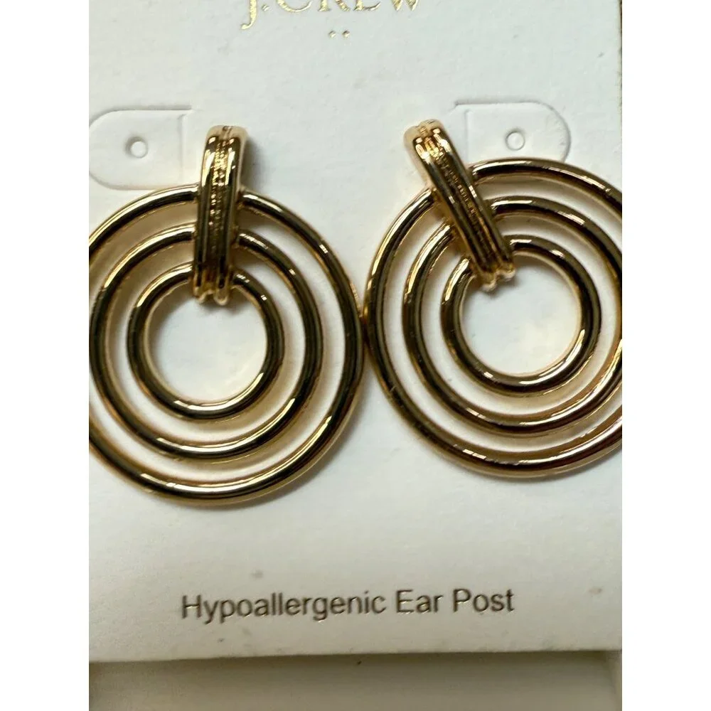 J.Crew Hypoallergenic‎ Gold-Tone Triple Hoop Earrings For Women